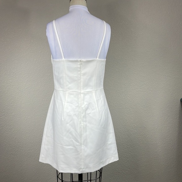 New French Connection Whisper Light Square Neck Mini Dress in White Sz 8 - Picture 7 of 13